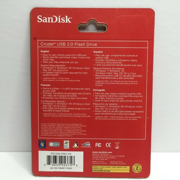 SanDisk 16GB Cruzer USB 2.0 Flash Drive Premium Storage In Capless Design - Picture 4 of 6